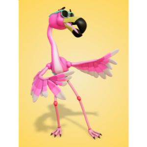 3D Gesturing Flamingo Customizable PowerPoint clipart graphic preview.