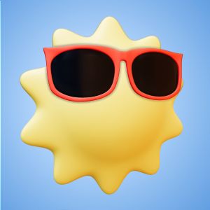 3D Sun With Sunglasses Customizable PowerPoint clipart graphic preview.