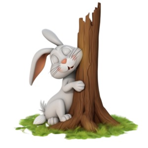 Lazy Rabbit Asleep By Tree PowerPoint clipart graphic preview.