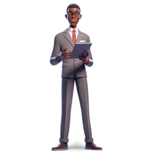 Businessman Presenting with Tablet PowerPoint clipart graphic preview.