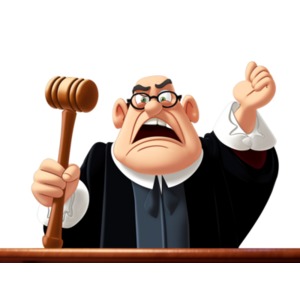 Angry Judge PowerPoint clipart graphic preview.