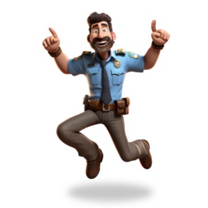 Happy Police Jump PowerPoint clipart graphic preview.