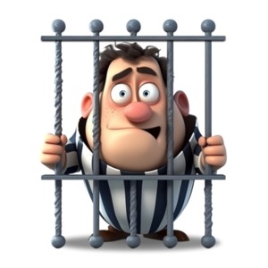 Cartoon Thief in Jail PowerPoint clipart graphic preview.