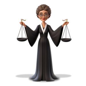 Female Judge with Scales PowerPoint clipart graphic preview.