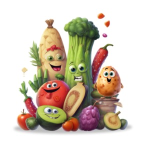 Happy Healthy Vegetables PowerPoint clipart graphic preview.
