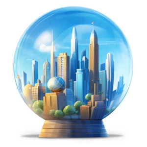 Clear Skies Business City Forecast PowerPoint clipart graphic preview.