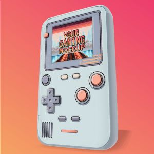 3D Handheld Gaming System -  Mockup Customizable PowerPoint clipart graphic preview.