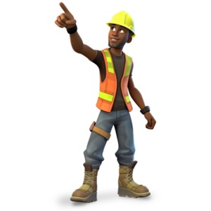 Construction Worker Pointing PowerPoint clipart graphic preview.