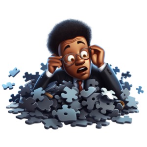 Businessman Puzzle Problem PowerPoint clipart graphic preview.