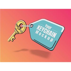 3D Key and Tag -  Mockup Customizable PowerPoint clipart graphic preview.