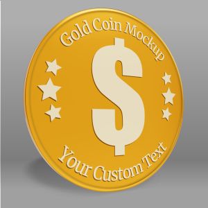 3D Gold Coin -  Mockup Customizable PowerPoint clipart graphic preview.