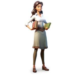 Teacher Holding Books PowerPoint clipart graphic preview.