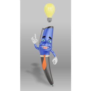 3D Business Pen Bright Idea Customizable PowerPoint clipart graphic preview.