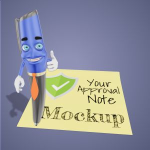 3D Business Pen Thumbs Up-  Mockup Customizable PowerPoint clipart graphic preview.