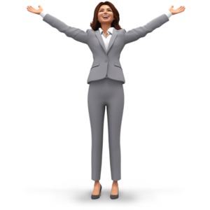 A businesswoman Celebrating with Arms Raised PowerPoint clipart graphic preview.