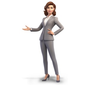 A Businesswoman Confidently Gesturing to the Side PowerPoint clipart graphic preview.