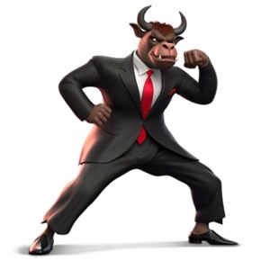A Business Bull Standing Ready for a Fight PowerPoint clipart graphic preview.