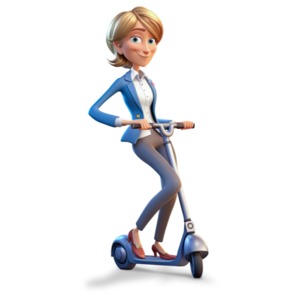 Young Woman Riding Scooter PowerPoint clipart graphic preview.