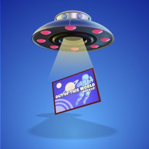3D UFO Lifting Sign -  Mockup Customizable PowerPoint clipart graphic preview.