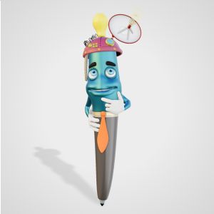 3D Business Pen Thinking Cap Customizable PowerPoint clipart graphic preview.