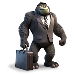 Business Gorilla PowerPoint clipart graphic preview.