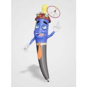 3D Business Pen Thinking Cap Idea Customizable PowerPoint clipart graphic preview.