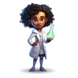 Female Scientist PowerPoint clipart graphic preview.