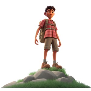 Hiking Man On Hill PowerPoint clipart graphic preview.