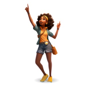 Girl Pointing to Sky PowerPoint clipart graphic preview.
