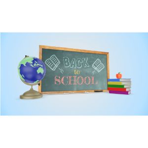 3D Classroom Chalkboard -  Mockup Customizable PowerPoint clipart graphic preview.