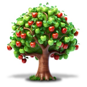 An Tree with Red and Green Fruit PowerPoint clipart graphic preview.