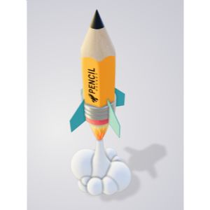3D Pencil Rocket  -  Mockup Customizable PowerPoint clipart graphic preview.