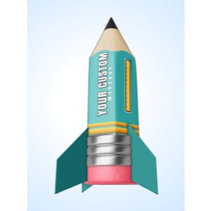 3D Grounded Pencil Rocket  -  Mockup Customizable PowerPoint clipart graphic preview.