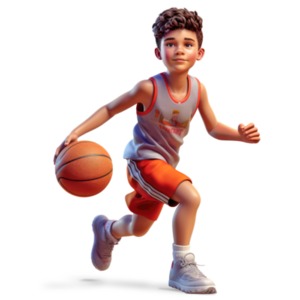 Young Boy Playing Basketball PowerPoint clipart graphic preview.