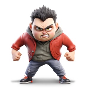 Angry Boy Bully with Fists clenched PowerPoint clipart graphic preview.
