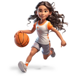 Young Girl Playing Basketball PowerPoint clipart graphic preview.