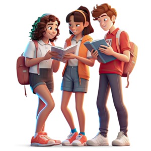 Teenagers Group Reading PowerPoint clipart graphic preview.