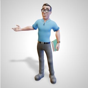 3D Teacher Presenting To Side Customizable PowerPoint clipart graphic preview.