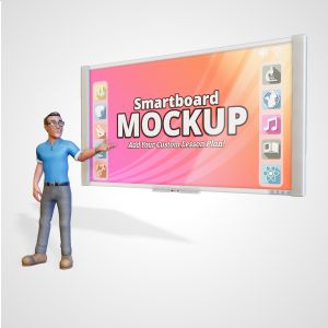 3D Teacher Presenting Smartboard  -  Mockup Customizable PowerPoint clipart graphic preview.