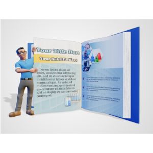 3D Teacher Turning A Custom Page  -  Mockup Customizable PowerPoint clipart graphic preview.