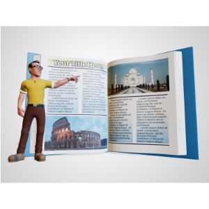 3D Teacher Pointing At Book  -  Mockup Customizable PowerPoint clipart graphic preview.