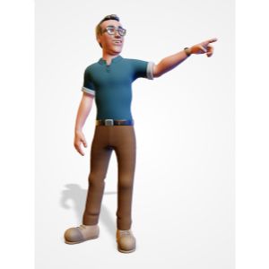3D Teacher Pointing Customizable PowerPoint clipart graphic preview.