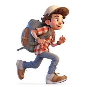 Young Boy Running to School PowerPoint clipart graphic preview.