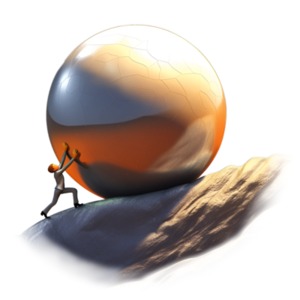 Business Figure Push Boulder PowerPoint clipart graphic preview.