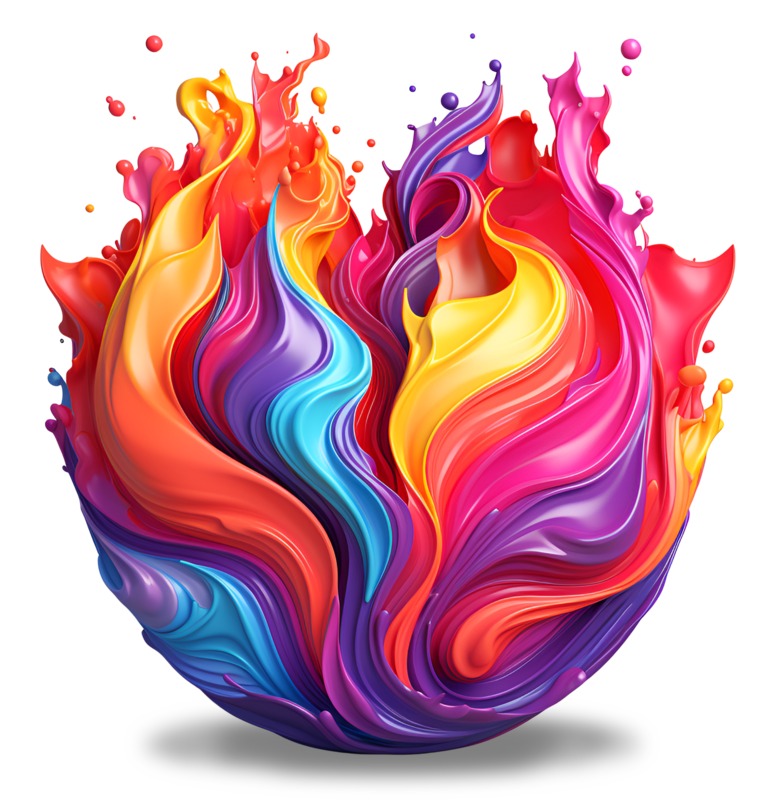 High-resolution clipart illustration of Liquid Paint Colors Clipart: Express Creativity, Diversity and Synergy, designed for corporate project kickoff meetings, creative strategy brainstorming, and innovative product development pitches.