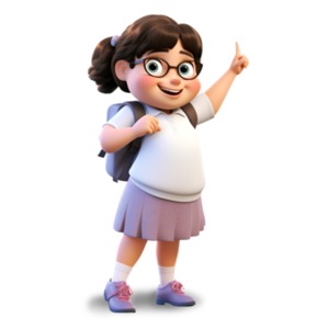 Young Girl Pointing Upward with Ambition PowerPoint clipart graphic preview.
