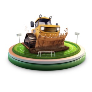 Level the Playing Field : Bulldozer Illustration PowerPoint clipart graphic preview.