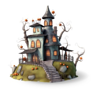 Spooky 'Haunted House'  for Halloween PowerPoint clipart graphic preview.