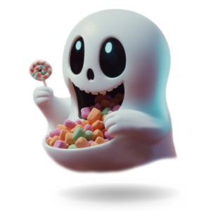 Ghost Full of Candy PowerPoint clipart graphic preview.