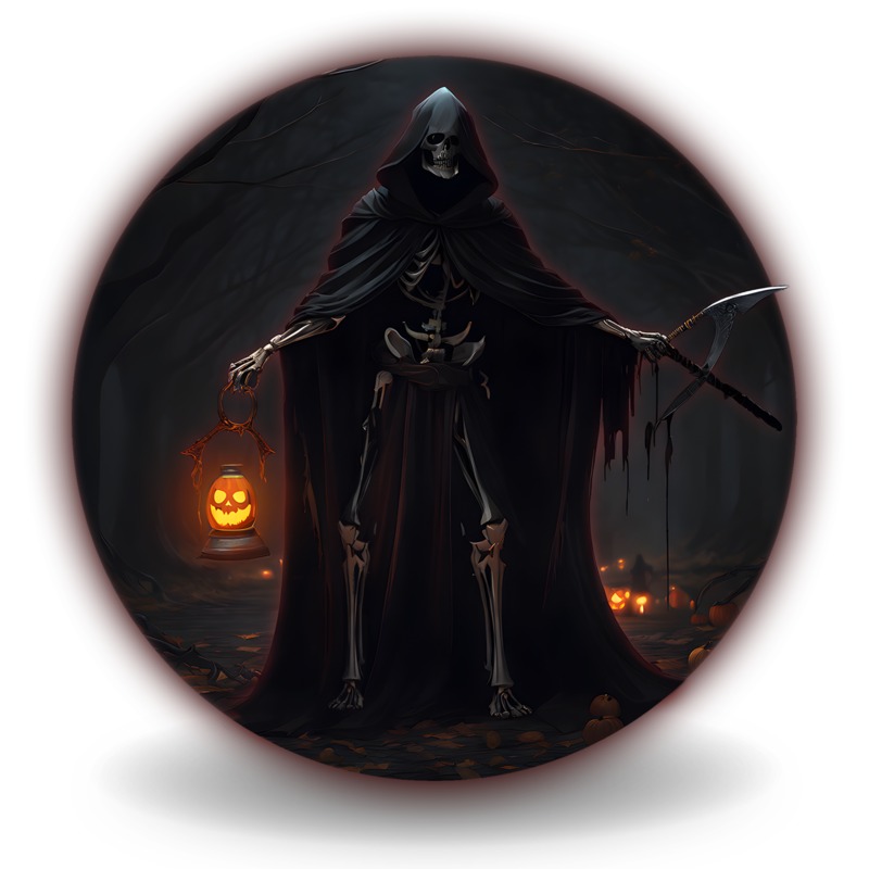High-resolution clipart illustration of Grim Reaper Skeleton Clipart, designed for seasonal marketing campaigns, corporate event presentations, and holiday promotions.